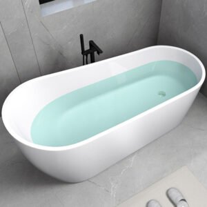 Freestanding Long Oval High Back White Bathtub BT 1707 | Melbourne